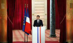 Emmanuel Macron durante su toma de protesta como nuevo presidente de Francia