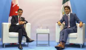 Enrique Peña Nieto y Justin Trudeau en una reunión de la Cumbre de Líderes del G20, en Hamburgo, Alemania, durante julio pasado