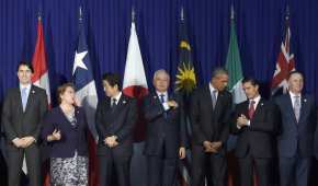 Los mandatarios de países de la región Asia-Pacífico durante la negociación de un tratado comercial en noviembre de 2016