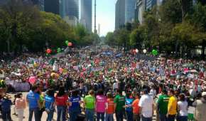 Las marchas que salieron de distintos puntos de la Ciudad de México se unieron en el Ángel de la Independencia