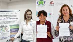 Josefina, candidata del PAN; Delfina, candidata de Morena, y la activista Rosy Orozco