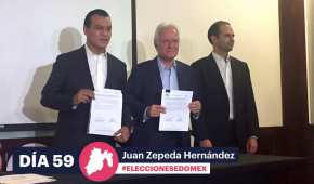 El candidato Juan Zepeda (izq) y el activista Alejandro Martí (centro)