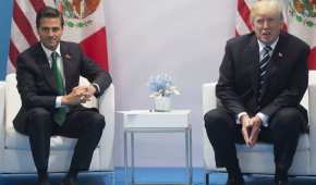 Enrique Peña Nieto durante un mensaje a medios con el presidente de EU, Donald Trump