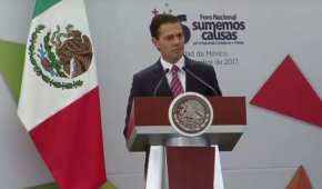 El presidente Enrique Peña Nieto durante el foro Sumemos Causas por la seguridad, ciudadanos + policías.
