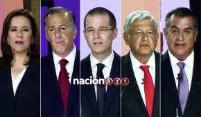 Margarita, Meade, Anaya, AMLO y 'el Bronco' durante el primer debate