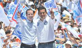 Ricardo Anaya y Diego Sinhué Rodríguez encabezaron un acto en León, Guanajuato