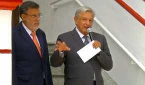 López Obrador durante su mensaje de este viernes tras su reunión con los magistrados