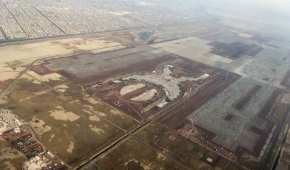 Una vista aérea de la construcción del Nuevo Aeropuerto Internacional de México