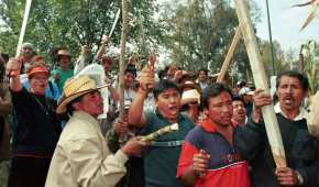 Habitantes de Atenco marchan contra el aeropuerto de Texcoco