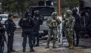 Elementos de las fuerzas federales y de la Policía que vigilan Tijuana, Baja California