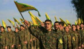 Militantes de Hezbolá durante un evento de la organización islámica chií libanesa