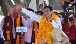 El aspirante de Morena a la gubernatura de Guerrero, hizo este lunes un acto de campaña en Chilpancingo