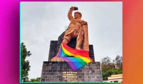 La bandera amaneció colocada en la emblemática estatua de Guanajuato