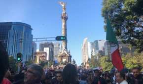 A casi cuatro años del inicio de su gobierno, el presidente López Obrador encabeza una marcha del Ángel al Zócalo