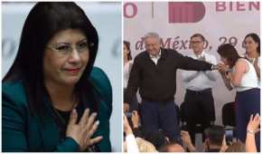 La alcaldesa besó la mano de AMLO en un evento en Tecámac