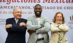 En la foto, Andrés Manuel López Obrador, Randy Arozarena y Beatriz Gutiérrez