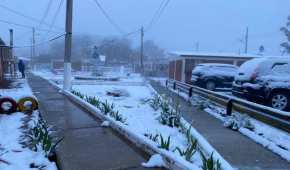 En Chihuahua cubrió las calles con una película de nieve