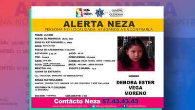 Débora nació el ocho de octubre del 2008 y tiene ojos café y pelo negro