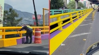 ¿Adiós a la ‘ajolotización’? Repintan de amarillo puentes y vialidades de la CDMX
