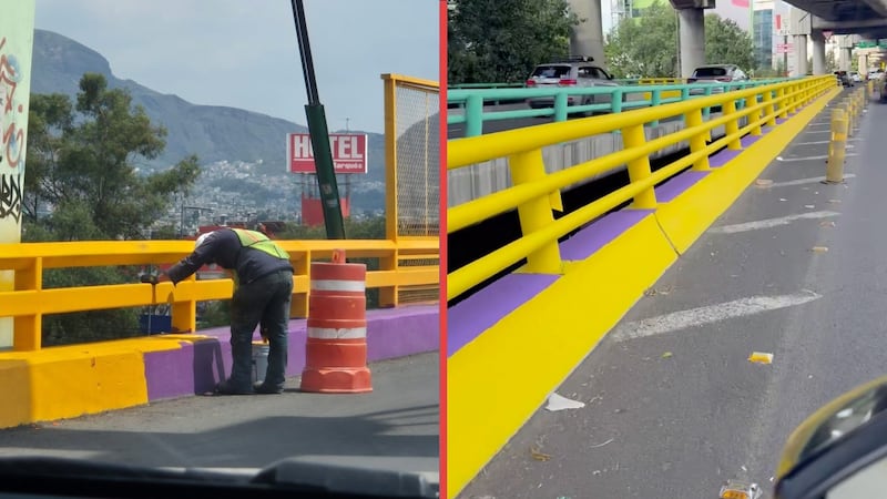 ¿Adiós a la ‘ajolotización’? Repintan de amarillo puentes y vialidades de la CDMX