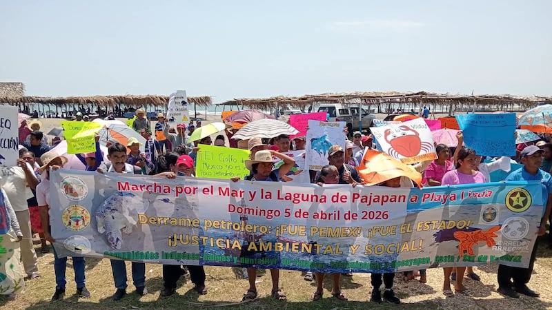 Veracruzanos se manifiestan y denuncian poca acción contra el derrame de hidrocarburos