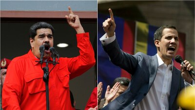 Nicolás Maduro, presidente de Venezuela; y Juan Guaidó, quién se proclamó como "presidente legítimo"