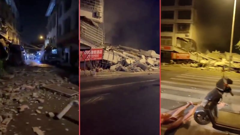 VIDEO: Así se vivió el sismo de 5.2 en China que dejó edificios colapsados
