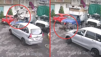 VIDEO: ¿Quién tuvo la culpa? Percance vial termina con una mujer y su hijo proyectados de un camión