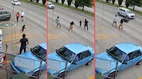 VIDEO: Trabajador se lanza hacia los coches y salva a niño de ser atropellado en Puebla