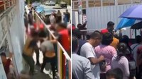 Mujer saca arma de fuego durante riña afuera de una primaria en Puebla