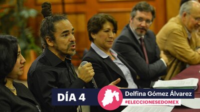 El vocalista de Café Tacuba, Rubén Albarrán, estuvo presente en la conferencia junto a Delfina