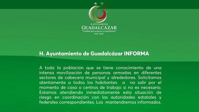 Por medio de un comunicado, la autoridad municipal pidió a los habitantes permanecer resguardados