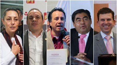 Claudia Sheinbaum, Cuauhtémoc Blanco, Cuitláhuac García, Miguel Barbosa y Ricardo Sheffield