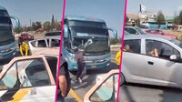 VIDEO: Tras choque sujetos destruyen autobús de pasajeros en la México-Pachuca; SSPH los detiene
