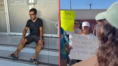 Otra crisis por agua: hombre se amarra a oficinas de CESPE por falta del suministro en Ensenada