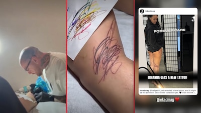 Rihanna sorprende a fans al tatuarse una serie de ‘garabatos’ hechos por sus hijos
