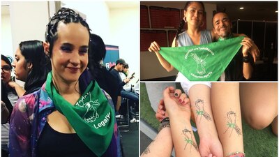 Artistas y asistentes portaron pañuelos a favor de la legalización del aborto
