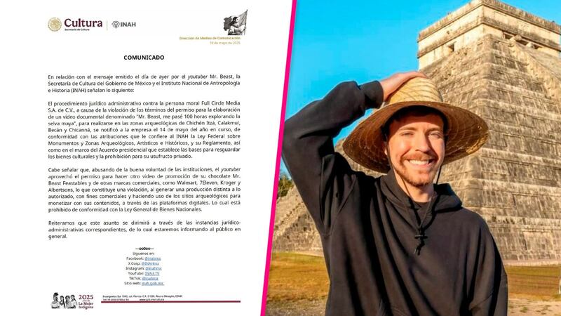 INAH revira a Mr. Beast y confirma denuncia en su contra por violar acuerdos