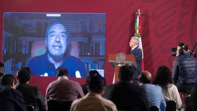 El representante de México en la ONU durante su participación en la conferencia mañanera de AMLO