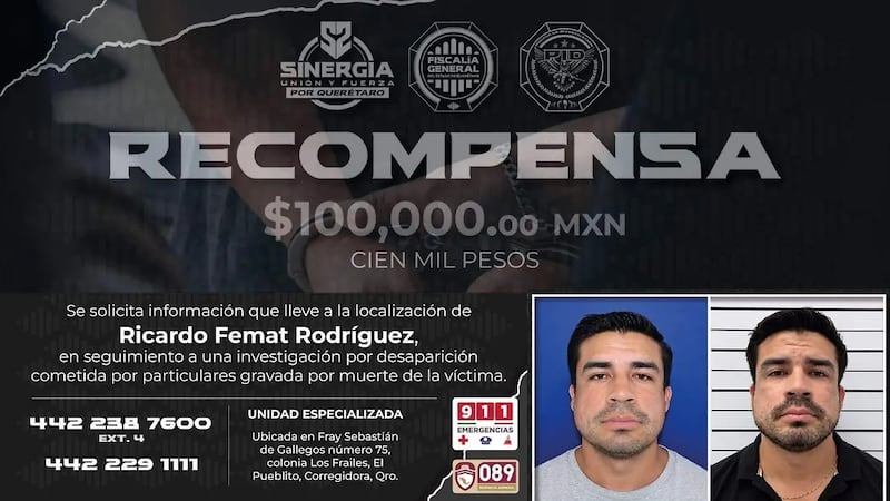 Fiscalía de Querétaro ofrece recompensa de 100 mil pesos por un médico prófugo acusado de homicidio