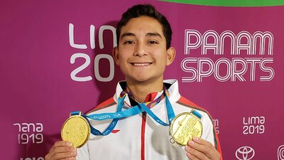 El mexicano de 18 años ganó dos medallas de primer lugar en Lima 2019