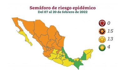 Ningún estado se encuentra en riesgo máximo, es decir en rojo