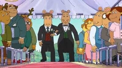 Así retrataron la boda entre dos personajes en la caricatura Arthur