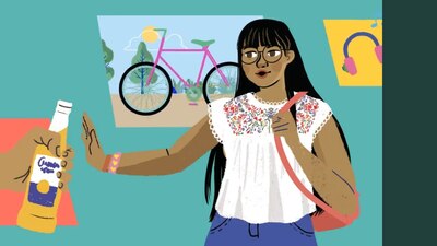 Inicia el spot señalando que la mujeres deben rechazar tomar alcohol para no ser violentadas