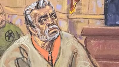 El capo portó el traje típico de los presos estadounidenses