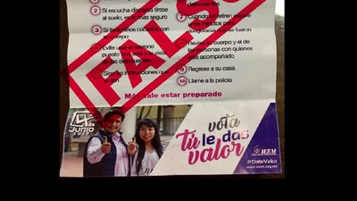 En el volante apócrifo se dan medidas de actuación ante posibles hechos violentos en las casillas