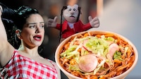 VIDEO: Rosalía prueba el pozole, flautas y enfrijoladas... y esta fue su reacción