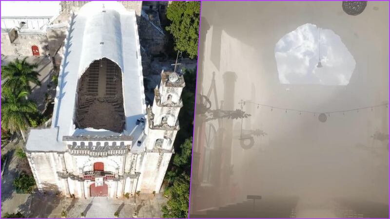 Techo de una iglesia se desploma y ‘de milagro’ no había nadie adentro