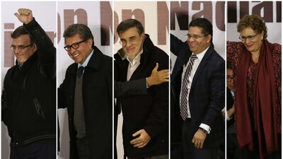 Marcelo Ebrard, Ricardo Monreal, Julio Scherer, Rabindranath Salazar y Bertha Luján