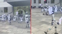 VIDEO: ¿Rebelión tecnológica? Robots salen a las calles para exigir reglas contra la IA
